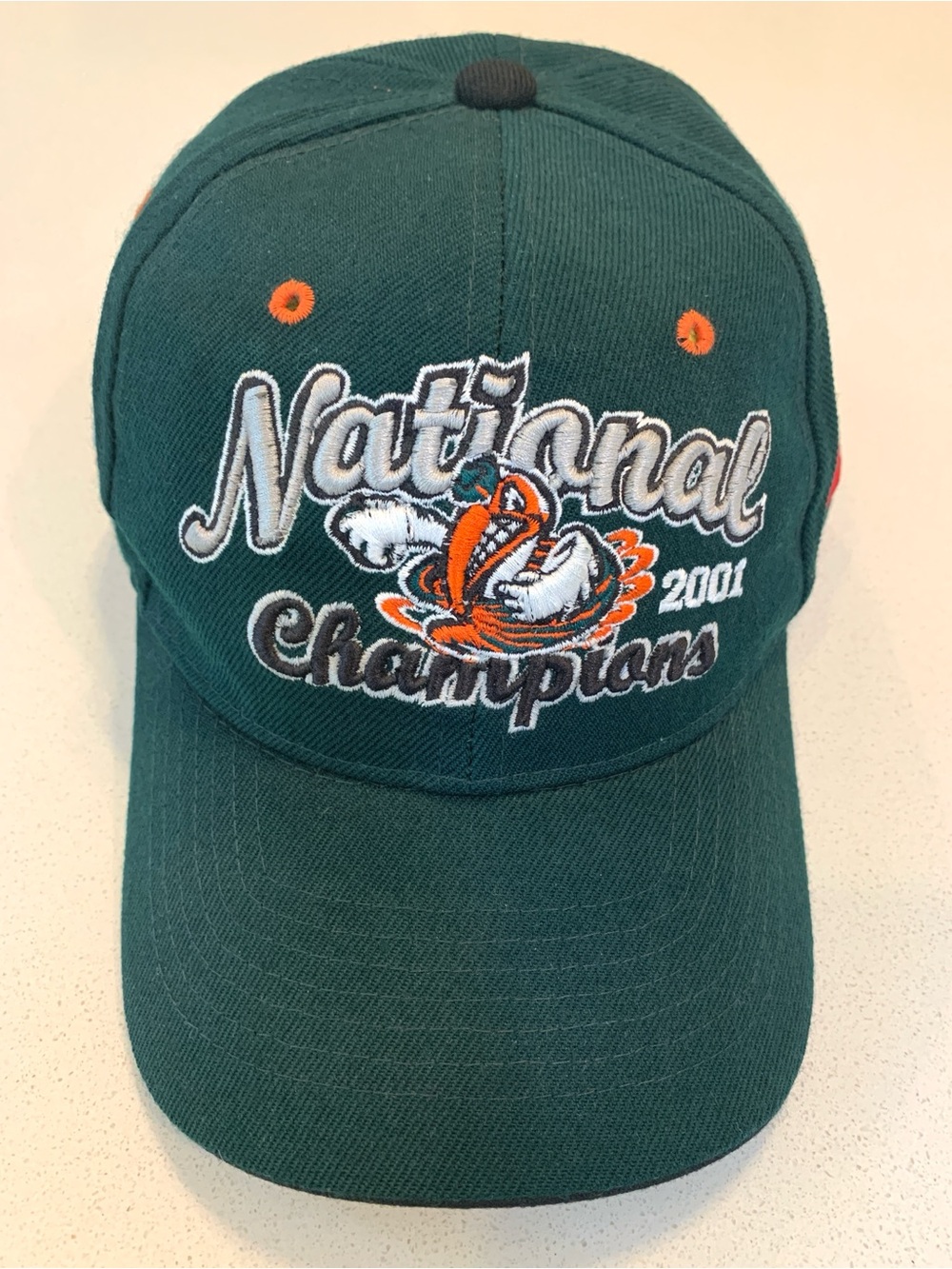 Vintage Miami Hurricanes 2001 National Champions Green Zephyr Baseball Cap